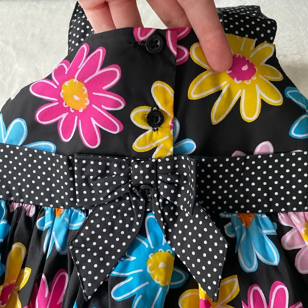 BLUEBERI Boulevard Dress Floral Black Polka‎ Dot Multicolored embroidered 4T
